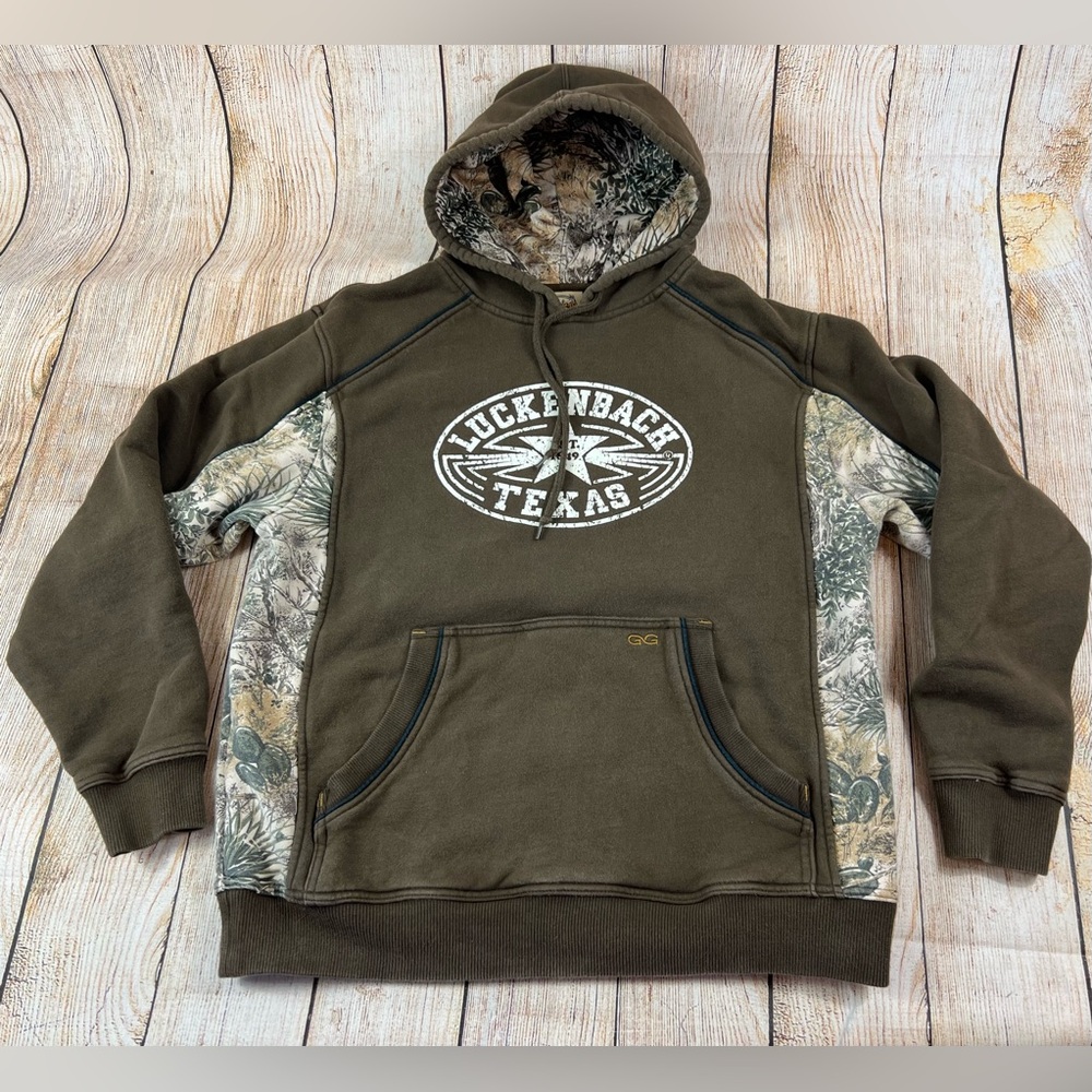 Game Guard Brown Luckenbach Texas Hoodie Sweatshirt Size Large